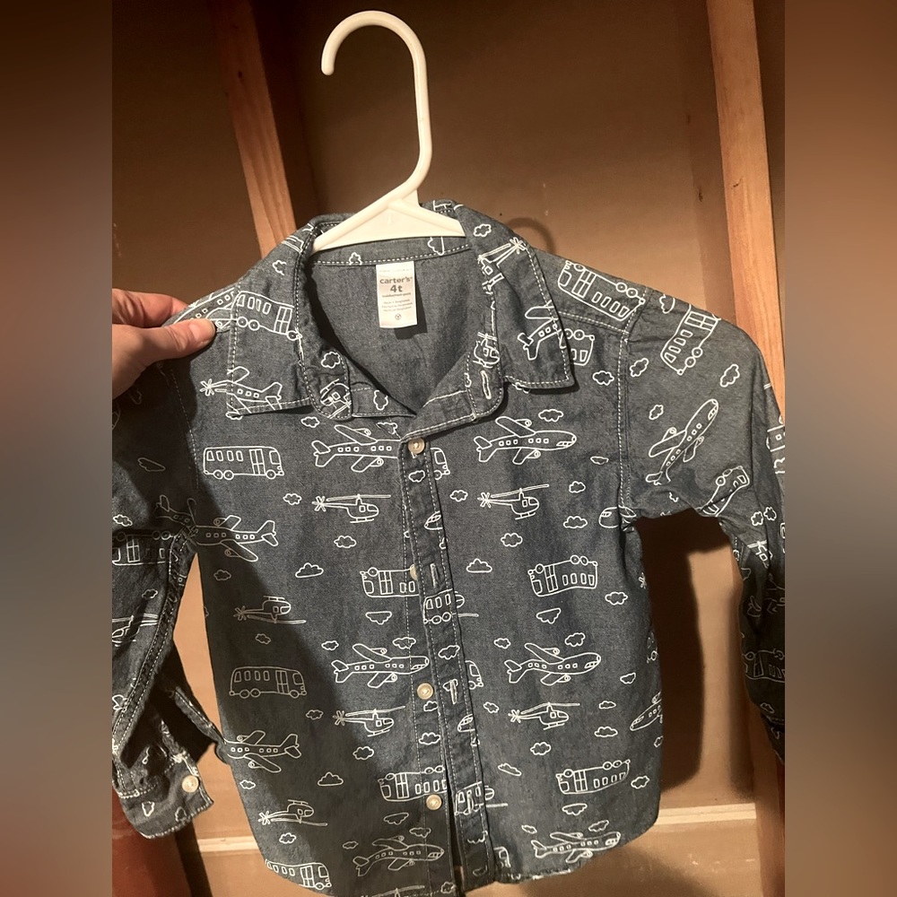 4T Carter’s plane button down shirt